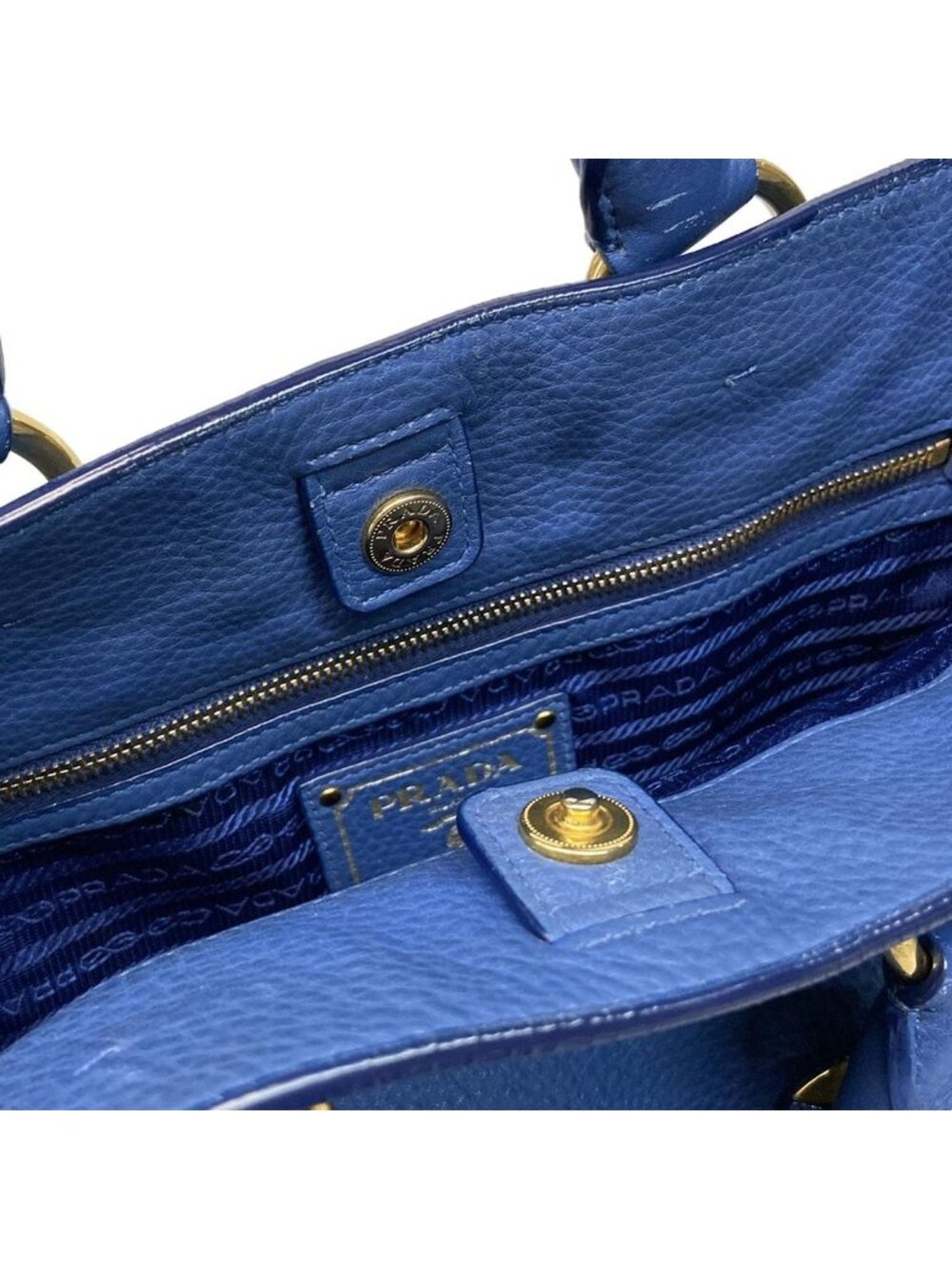 Prada Tote Blue Leather Tag - Picture 12 of 15